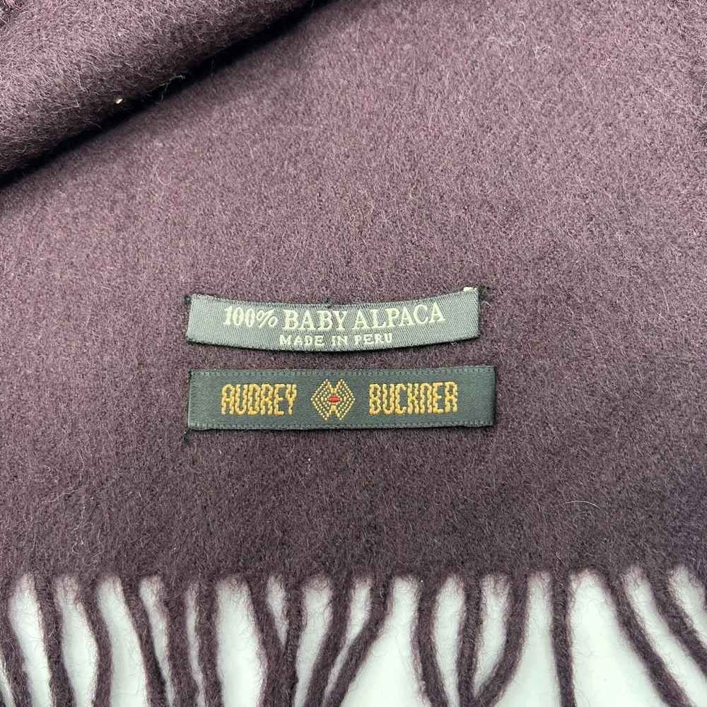 Audrey Buckner 100% Baby Alpaca Purplish Scarf Made‎ in Peru
